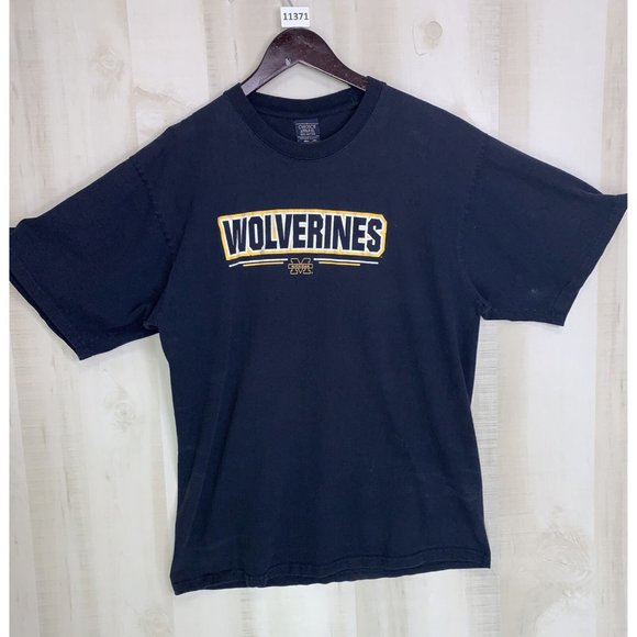 Vintage Y2K Michigan Wolverines Graphic Blue T Shirt Made In Russia Adult XL- - Picture 1 of 10